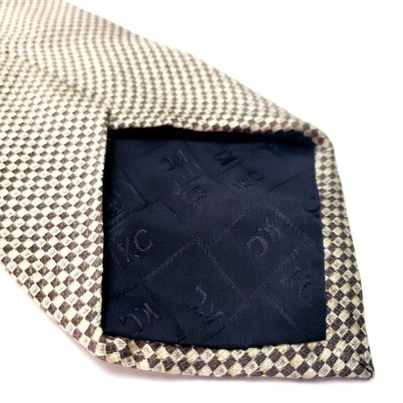 Kenneth Cole Silk Tie Brown Tan Geometric Woven - Picture 4 of 6